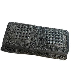 Maas Brothers Florida Black Straw Clutch Bag Vintage Made in Italy